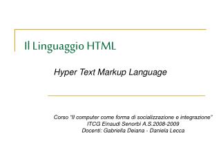 Il Linguaggio HTML