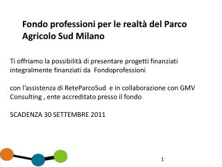 Fondo professioni per le realtà del Parco Agricolo Sud Milano
