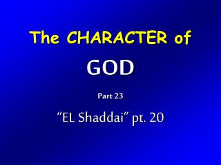 The CHARACTER of