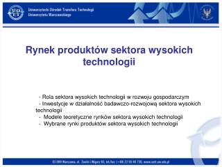 Rynek produktów sektora wysokich technologii