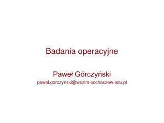 Badania operacyjne