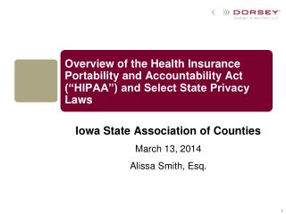Iowa State Association of Counties March 13, 2014 Alissa Smith, Esq.
