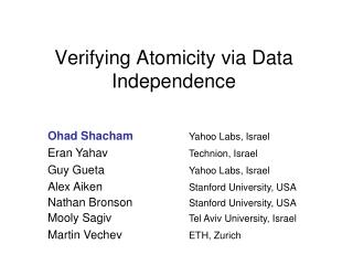 Verifying Atomicity via Data Independence