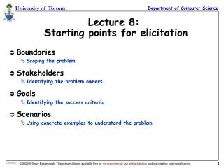 Lecture 8: Starting points for elicitation