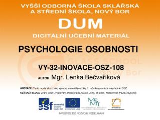 PSYCHOLOGIE OSOBNOSTI