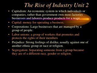 The Rise of Industry Unit 2
