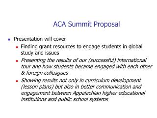 ACA Summit Proposal