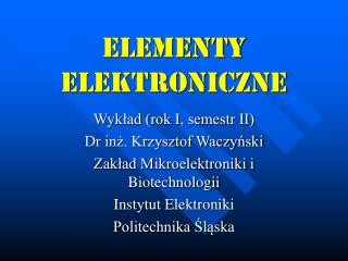 ELEMENTY ELEKTRONICZNE