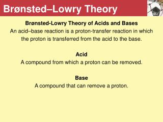 Brønsted–Lowry Theory