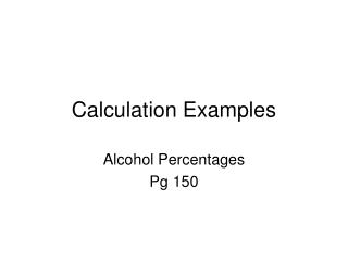 Calculation Examples