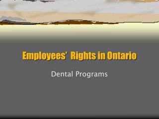 Employees’ Rights in Ontario