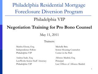 Philadelphia Residential Mortgage Foreclosure Diversion Program