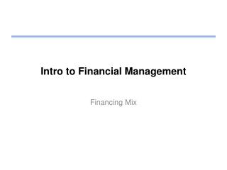 Intro to Financial Management