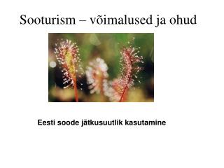 Sooturism – võimalused ja ohud