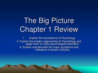 The Big Picture Chapter 1 Review