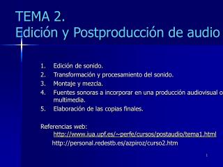 TEMA 2. Edición y Postproducción de audio