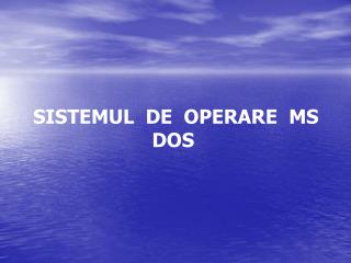 SISTEMUL DE OPERARE MS DOS