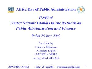 Africa Day of Public Administration UNPAN United Nations Global Online Network on