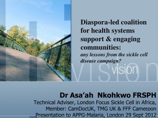 Diaspora-led coalition for health systems support &amp; engaging communities: