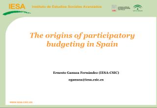 The origins of participatory budgeting in Spain