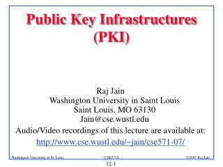 Public Key Infrastructures (PKI)