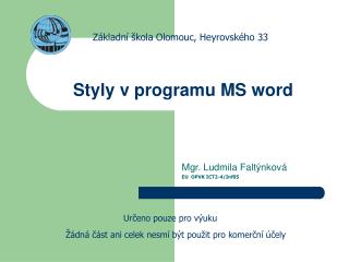 Styly v programu MS word