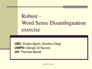 Robust – Word Sense Disambiguation exercise