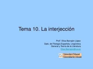 Tema 10. La interjección