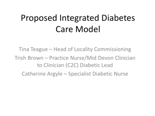Proposed Integrated Diabetes Care Model