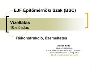 Vízellátás 10.előadás