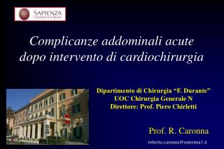 Complicanze addominali acute dopo intervento di cardiochirurgia