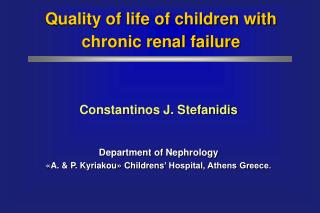 Quality of life of children with chronic renal failure