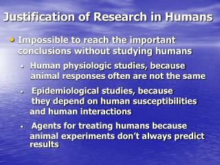 Justification of Research in Humans