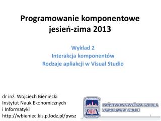 Programowanie komponentowe jesień-zima 2013