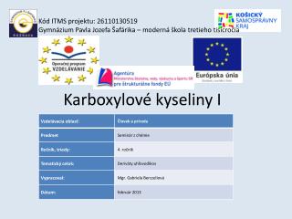 Karboxylové kyseliny I