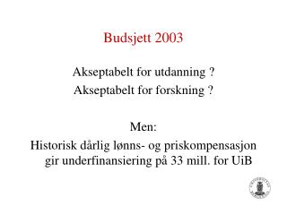 Budsjett 2003