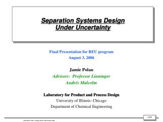 Separation Systems Design Under Uncertainty