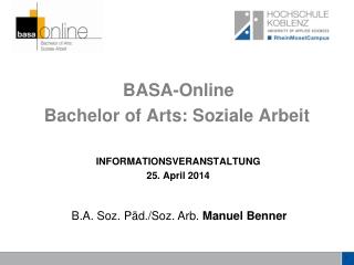 BASA-Online Bachelor of Arts : Soziale Arbeit