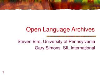 Open Language Archives