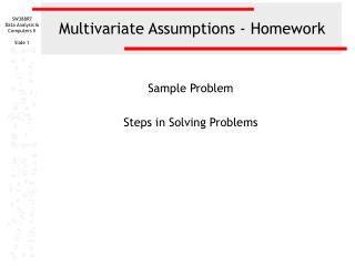 Multivariate Assumptions - Homework