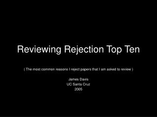 Reviewing Rejection Top Ten
