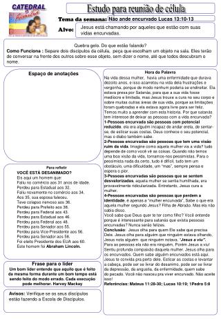 Estudo para reunião de célula