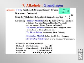 7. Alkohole : Grundlagen