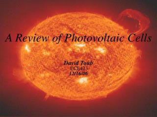 A Review of Photovoltaic Cells