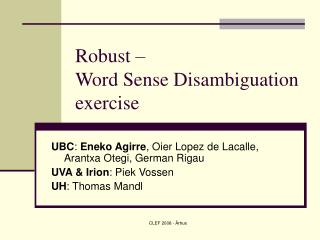 Robust – Word Sense Disambiguation exercise