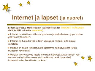 Internet ja lapset (ja nuoret)