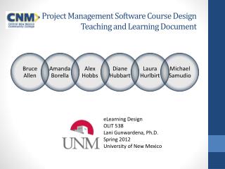 Project Management Software Course Design Teaching and Learning Document