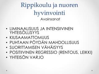 Rippikoulu ja nuoren hyvinvointi