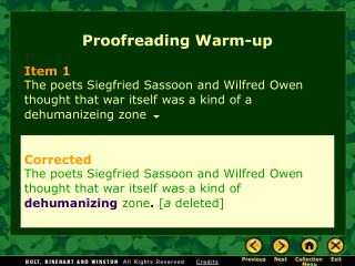Proofreading Warm-up