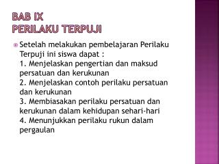 BAB I X PERILAKU TERPUJI